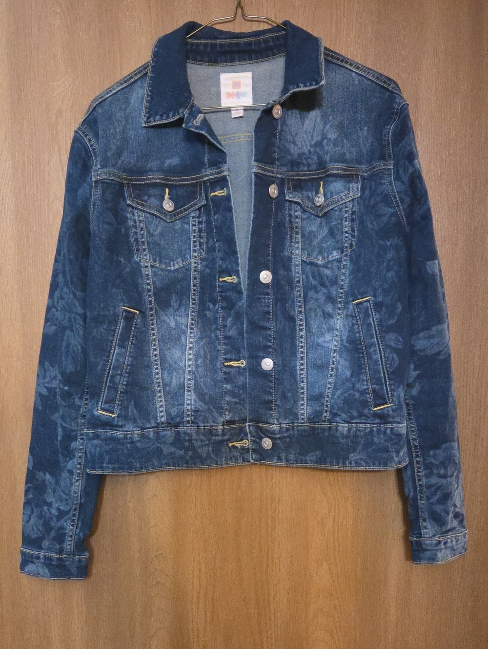 LuLaRoe Dark Blue Floral-Print Denim Jacket